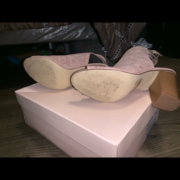 COPY - Justfab laser cut blush heeled sandals size 9 - Picture 3 of 3